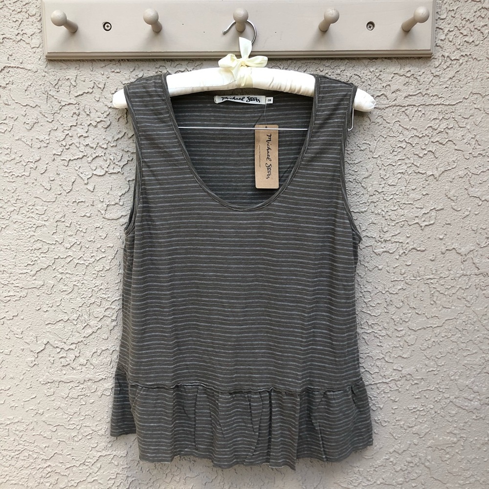 NWT Michael Stars Linen Blend Flounce Tank